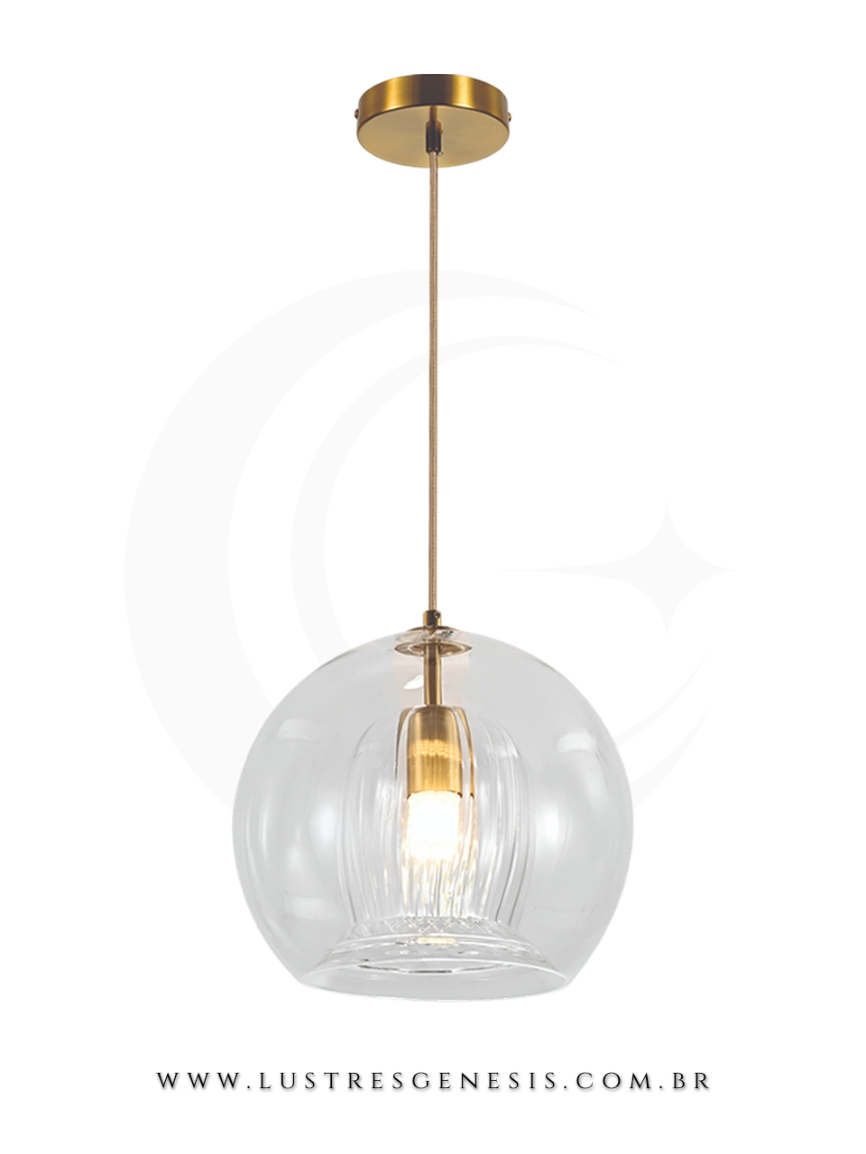 Luminaria Pendente Moderna Metal Bronze Vidro Transparente ou Âmbar E14 25x25cm, Cabeceira de Cama, Lavabo, Balcao de cozinha